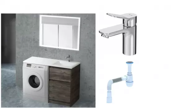 Комплект: Мебель для ванной BelBagno Kraft -LVD 60 pino pasadena R + Смеситель Am.Pm X-Joy F85A02100 для раковины, хром + Сифон АниПласт 506577 + SNPF85A02100 + C2015xrv