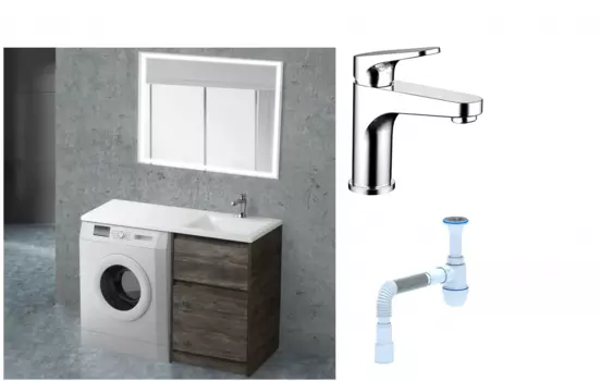 Комплект: Мебель для ванной BelBagno Kraft -LVD 60 pino pasadena R + Смеситель Bravat Eler F1191238CP-RUS для раковины, хром + Сифон АниПласт 506577 + SNPF1191238CP-RUS + C2015xrv