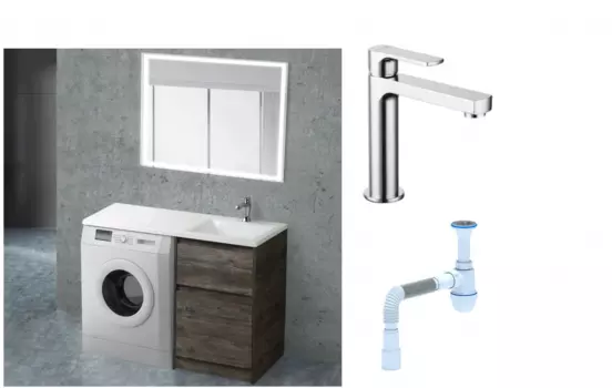 Комплект: Мебель для ванной BelBagno Kraft -LVD 60 pino pasadena R + Смеситель Lemark plus Grace LM1537C для раковины, хром + Сифон АниПласт 506577 + SNPLM1537C + C2015xrv