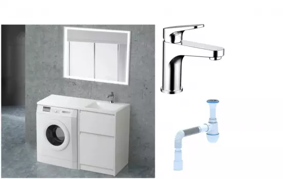 Комплект: Мебель для ванной BelBagno Kraft -LVD 60 bianco opaco R + Смеситель Bravat Eler F1191238CP-RUS для раковины, хром + Сифон АниПласт 492884 + SNPF1191238CP-RUS + C2015xrv