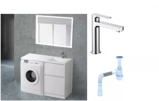 Комплект: Мебель для ванной BelBagno Kraft -LVD 60 bianco opaco R + Смеситель Lemark plus Grace LM1537C для раковины, хром + Сифон АниПласт 492884 + SNPLM1537C + C2015xrv