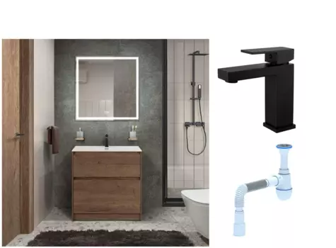 Комплект: Мебель для ванной BelBagno Kraft + Смеситель для раковины Haiba HB10803-7, черный + Сифон АниПласт 533345 + SNPHB10803-7 + C2015xrv