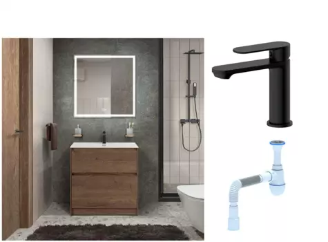 Комплект: Мебель для ванной BelBagno Kraft + Смеситель для раковины Haiba HB10590-7, черный + Сифон АниПласт 533345 + SNPHB10590-7 + C2015xrv