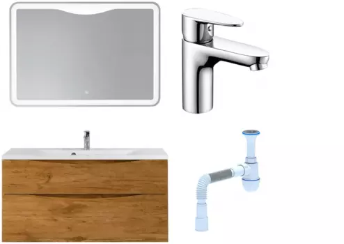 Комплект: Мебель для ванной BelBagno Marino H120 rovere nature + Смеситель Wasserkraft Leine 3503 для раковины, хром + Сифон АниПласт 369033 + SNP3503 + C2015xrv