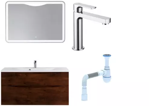 Комплект: Мебель для ванной BelBagno Marino H120 rovere moro + Смеситель Lemark plus Grace LM1537C для раковины, хром + Сифон АниПласт 382138 + SNPLM1537C + C2015xrv