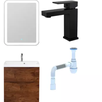 Комплект: Мебель для ванной BelBagno Marino H60 rovere moro + Смеситель Haiba HB10803-7 черный + Сифон АниПласт 346801 + HB10803-7 + C2015xrv