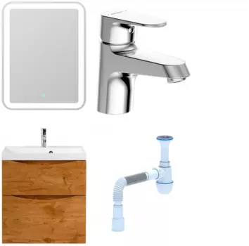 Комплект: Мебель для ванной BelBagno Marino H60 rovere nature + Смеситель Bravat Alfa F1120178CP для раковины, хром + Сифон АниПласт 346804 + SNPF1120178CP + C2015xrv
