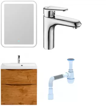 Комплект: Мебель для ванной BelBagno Marino H60 rovere nature + Смеситель Lemark Point LM0306C для раковины, хром + Сифон АниПласт 346804 + SNPLM0306C + C2015xrv