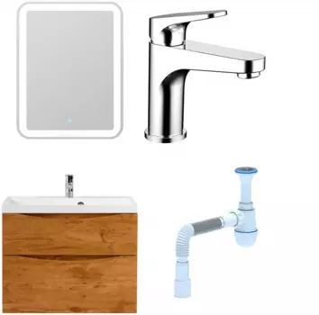 Комплект: Мебель для ванной BelBagno Marino H80 rovere nature + Смеситель Bravat Eler F1191238CP-RUS, хром + Сифон АниПласт 346803 + SNPF1191238CP-RUS + C2015xrv