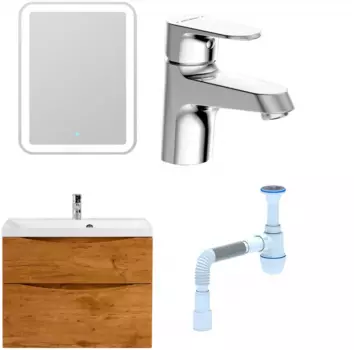 Комплект: Мебель для ванной BelBagno Marino H80 rovere nature + Смеситель Bravat Alfa F1120178CP для раковины, хром + Сифон АниПласт 346803 + SNPF1120178CP + C2015xrv