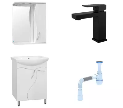 Комплект: Мебель для ванной Style Line Амелия 65 + Смеситель Haiba HB10803-7 + Сифон АниПласт 58498 + HB10803-7 + 128953
