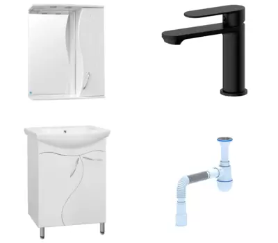 Комплект: Мебель для ванной Style Line Амелия 65 + Смеситель Haiba HB10590-7 + Сифон АниПласт 58498 + HB10590-7 + C2015xrv