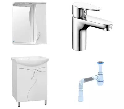 Комплект: Мебель для ванной Style Line Амелия 65 + Смеситель Wasserkraft Leine 3503 + Сифон АниПласт 58498 + 3503 + C2015xrv