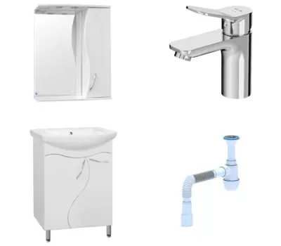 Комплект: Мебель для ванной Style Line Амелия 65 + Смеситель Am.Pm X-Joy F85A02100 + Сифон АниПласт 58498 + F85A02100 + C2015xrv
