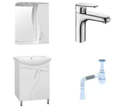 Комплект: Мебель для ванной Style Line Амелия 65 + Смеситель Lemark Point LM0306C + Сифон АниПласт 58498 + LM0306C + C2015xrv