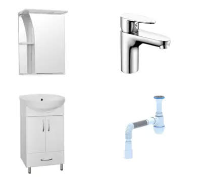 Комплект: Мебель для ванной Style Line Эко Стандарт №9/1Б 50 + Смеситель Wasserkraft Leine 3503 + Сифон АниПласт 57865 + 3503 + 128953