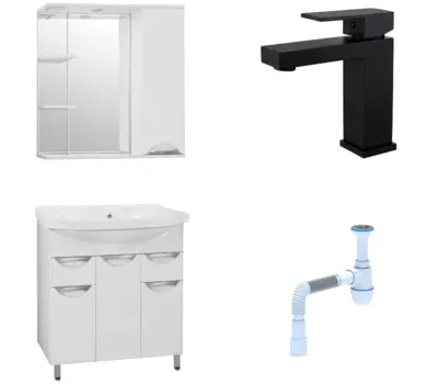 Комплект: Мебель для ванной Style Line Жасмин 80 + Смеситель Haiba HB10803-7 + Сифон АниПласт 58474 + HB10803-7 + 128953