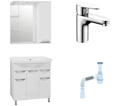 Комплект: Мебель для ванной Style Line Жасмин 80 + Смеситель Wasserkraft Leine 3503 + Сифон АниПласт 58474 + 3503 + 128953