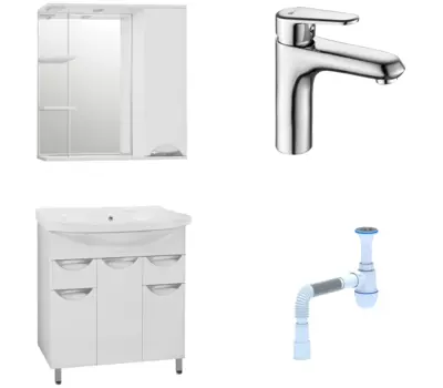 Комплект: Мебель для ванной Style Line Жасмин 80 + Смеситель Lemark Point LM0306C + Сифон АниПласт 58474 + LM0306C + 128953