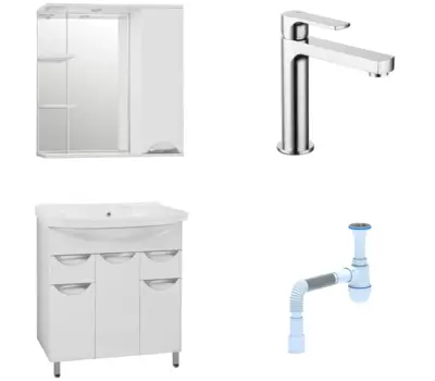 Комплект: Мебель для ванной Style Line Жасмин 80 + Смеситель Lemark plus Grace LM1537C + Сифон АниПласт 58474 + LM1537C + 128953