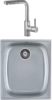 Комплект Мойка кухонная Alveus Basic 10 сталь + Смеситель Siros 1132901 брашированная сталь