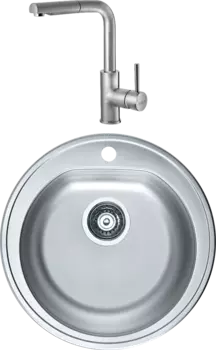 Комплект Мойка кухонная Alveus Form 30 рифленая, нержавеющая сталь + Смеситель Siros 1132901 брашированная сталь