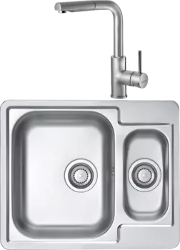 Комплект Мойка кухонная Alveus Line 50 нержавеющая сталь + Смеситель Siros 1132901 брашированная сталь