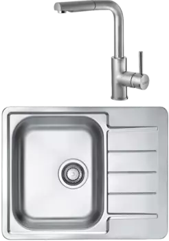 Комплект Мойка кухонная Alveus Line Max 110 сталь + Смеситель Siros 1132901 брашированная сталь