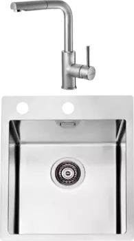 Комплект Мойка кухонная Alveus Pure 10 нержавеющая сталь + Смеситель Siros 1132901 брашированная сталь