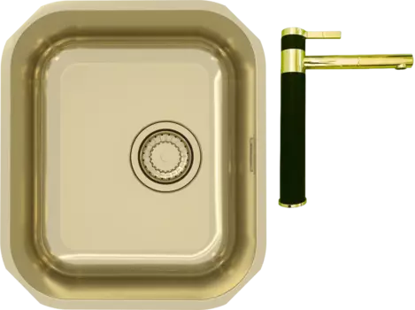 Комплект Мойка кухонная Alveus Variant Monarch 40 золото + Смеситель Zina 1136509 золото