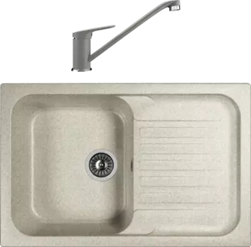 Комплект Мойка кухонная Dr. Gans Adel 780 серая + Смеситель Ulgran U-004 -310 серый