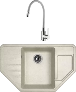 Комплект Мойка кухонная Dr. Gans Rio серая + Смеситель Ledeme Rainbow L74004-9 серый матовый