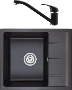 Комплект Мойка кухонная Emar Quartz + Смеситель 3009.12 Оникс