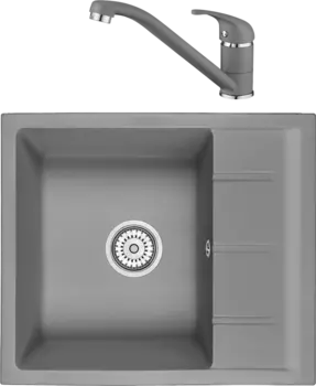 Комплект Мойка кухонная Emar Quartz + Смеситель 3009.9 Алмаз