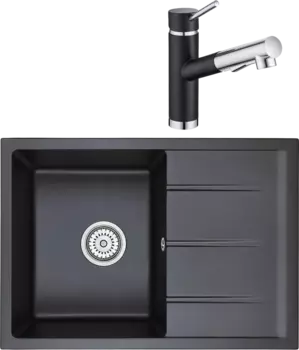 Комплект Мойка кухонная Emar Quartz + Смеситель 3012.12 Оникс