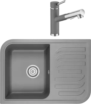 Комплект Мойка кухонная Emar Quartz + Смеситель 3012.9 Алмаз
