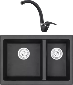 Комплект Мойка кухонная Emar Quartz + Смеситель 3013.12 Оникс