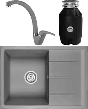 Комплект Мойка кухонная Emar Quartz + Смеситель 3013.9 Алмаз + Измельчитель Bone Crusher BC 810-AS MSI-678463
