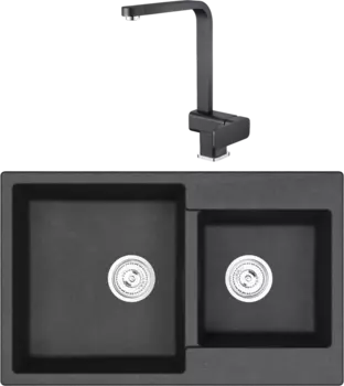 Комплект Мойка кухонная Emar Quartz + Смеситель 3014.12 Оникс