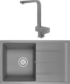 Комплект Мойка кухонная Emar Quartz + Смеситель 3014.9 Алмаз