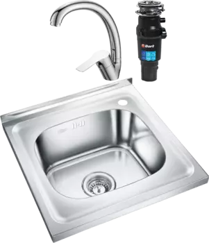 Комплект Мойка кухонная Emar Steel + Смеситель Domaci Равенна + Измельчитель Bort Titan 7000 MSI-678472