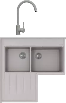 Комплект Мойка кухонная Florentina Адрия грей + Смеситель Альфа FL грей