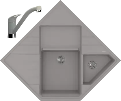 Комплект Мойка кухонная Florentina Бомбей грей + Смеситель Гамма FL грей
