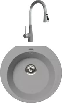 Комплект Мойка кухонная Florentina Эльба грей + Смеситель Вита Pro FL грей