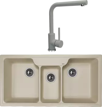 Комплект Мойка кухонная Florentina Юлия грей + Смеситель Дельта FL грей