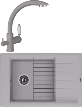 Комплект Мойка кухонная Florentina Липси 780Р грей + Смеситель Шале FL грей