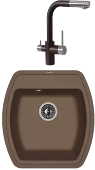 Комплект Мойка кухонная Florentina Нире 480 мокко + Смеситель Кристалл FL мокко