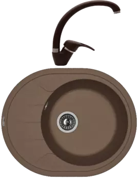 Комплект Мойка кухонная Florentina Родос 620 мокко + Смеситель Омега FL мокко