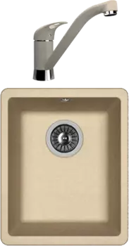 Комплект Мойка кухонная Florentina Вега 300 бежевый + Смеситель Гамма FL бежевый