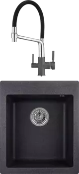 Комплект Мойка кухонная Granula GR-4201 графит + Смеситель GR-0083 GR-0083 графит с гибким изливом
